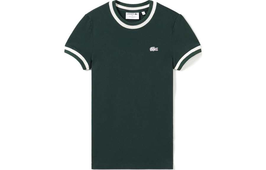 LACOSTE Logo-appliqué Stripe-detail Top