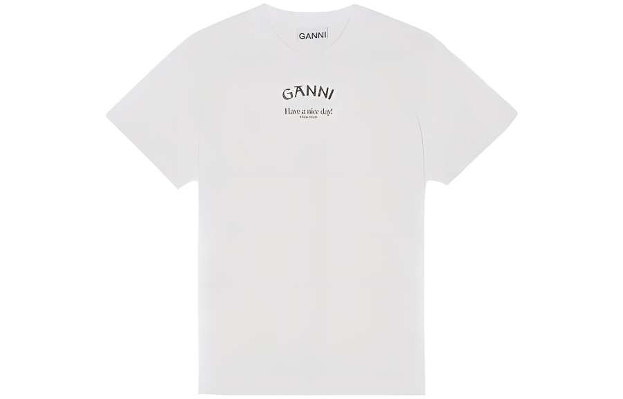 GANNI Logo print Organic Cotton T shirt