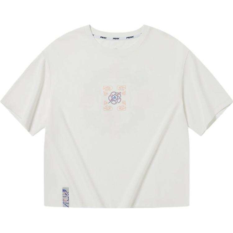 PEAK T Shirts Women's White Crew Neck Thin Straight Fit