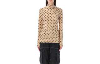 Marine Serre High-Neck Allover Moon Printed Top