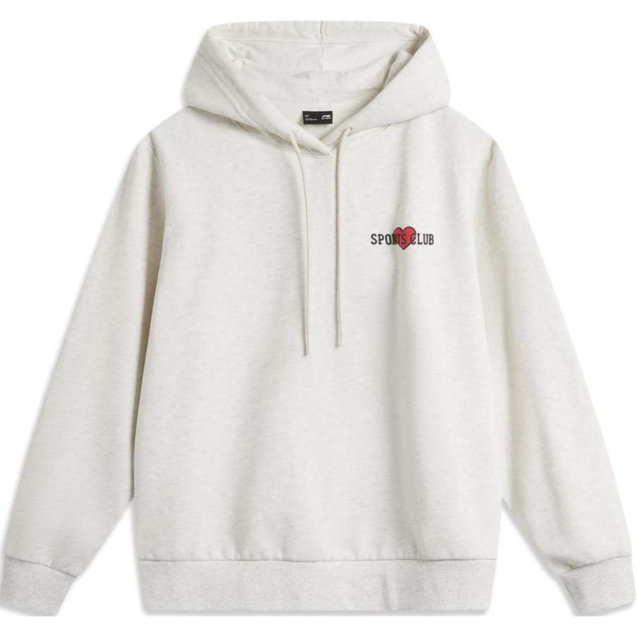 Li-Ning Li Ning Sports Life Collection Letter Loose Fit Hooded Thermal Fleece Lined Pullover Long Sleeved Sweatshirt Women's