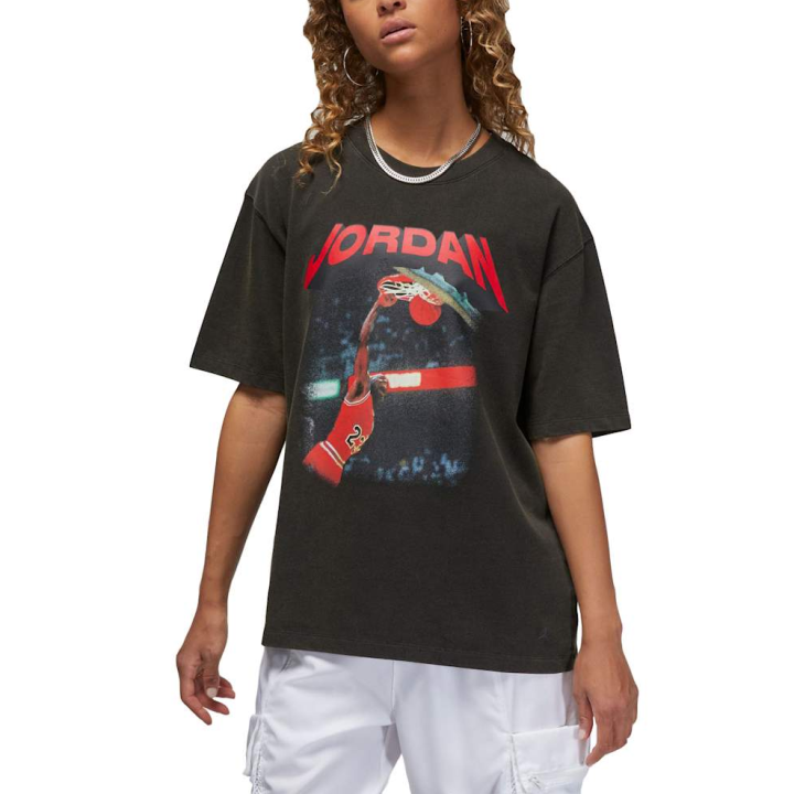 Jordan Jordan Drop Shoulder Sleeve T Shirt Women's Black US Version