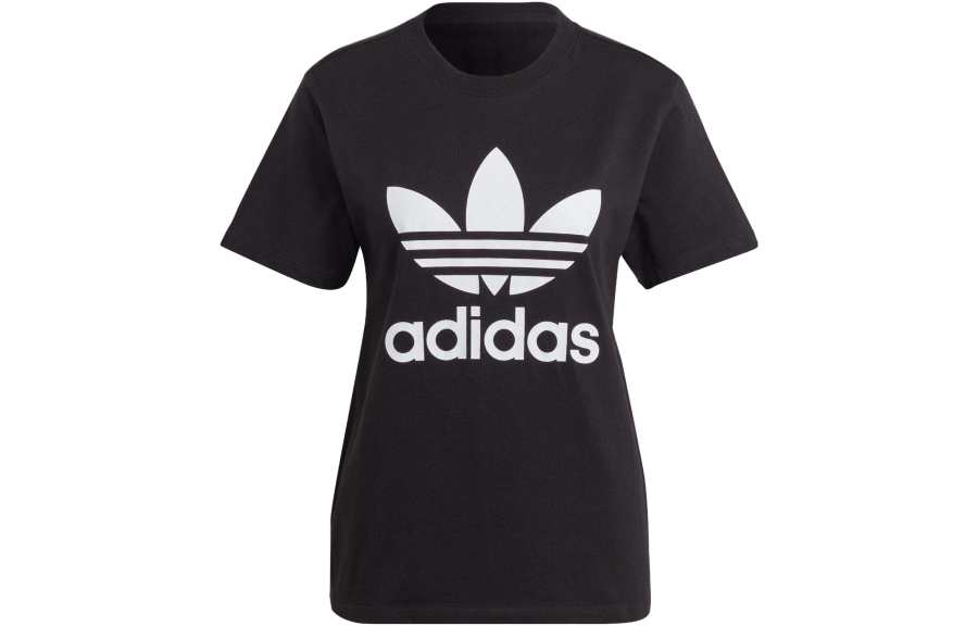 Adidas Originals T Shirts Women's Black Crew Neck Moderate Straight Fit