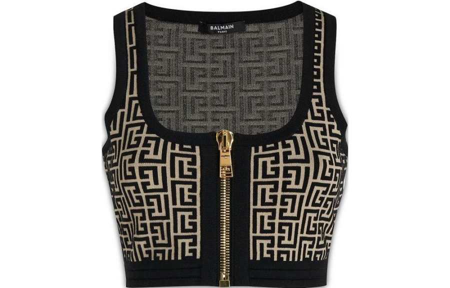 BALMAIN 【Best of: PromotionsPrevious Season】logo-jacquard knitted top