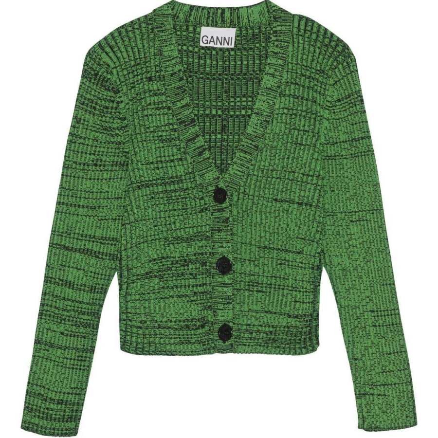 GANNI Knitwear Women's Green V Neck Moderate Other