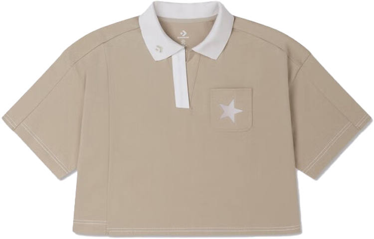 Converse Showcasing Series SS23 Polo Shirts Women's Khaki Polo Collar Moderate Straight Fit