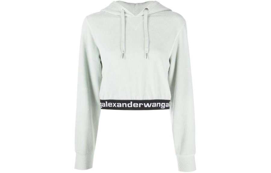 Alexander Wang Logo Cropped Corduroy Hoodie