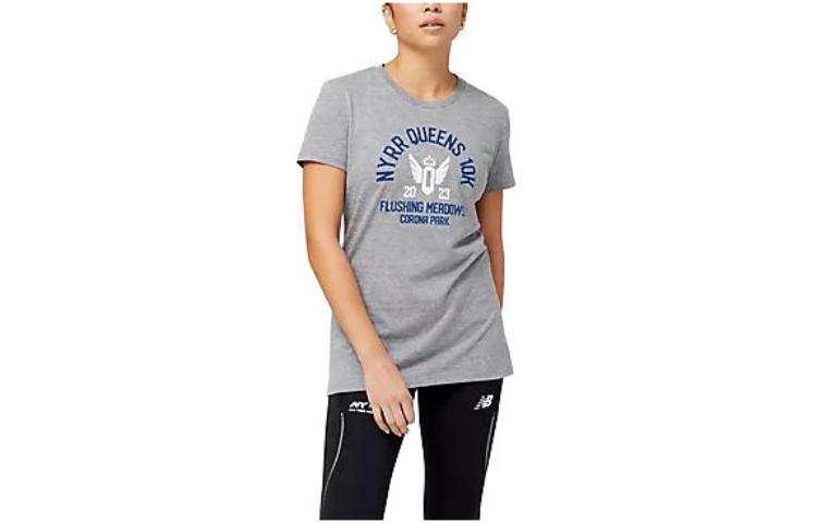 New Balance New Balance T Shirts Women's Gray Crew Neck Moderate Straight Fit