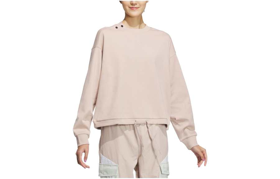 Adidas Neo Sweatshirts Women's Wonder Taupe Crew Neck Moderate Regular