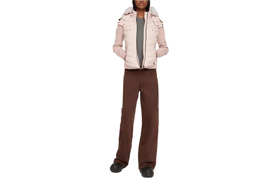 Moose Knuckles Valencia Hybrid Knit Shearling Jackets & Coats Women's Gray Rose