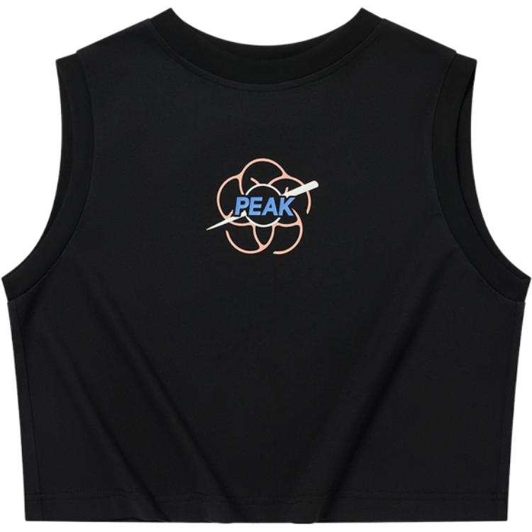 PEAK T Shirts Women's Black Crew Neck Thin Straight Fit