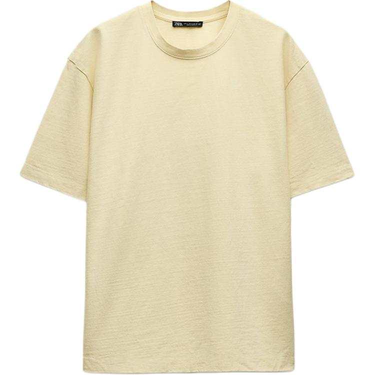 ZARA T Shirts Women's Yellow Crew Neck Moderate Other