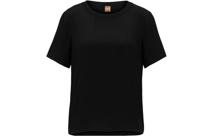 HUGO BOSS T Shirts Women's Black Crew Neck Moderate Straight Fit