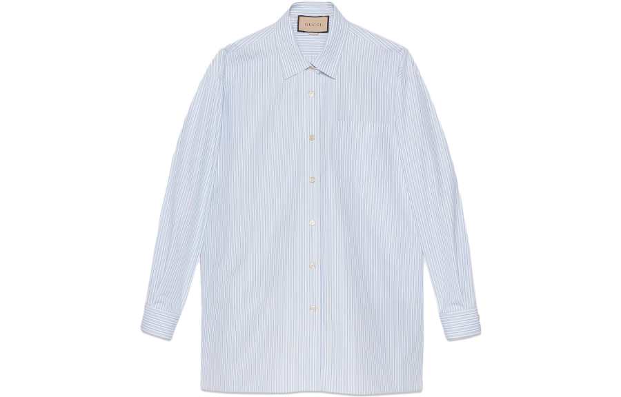 GUCCI 【RunwayPrevious Season】logo-embroidered striped shirt
