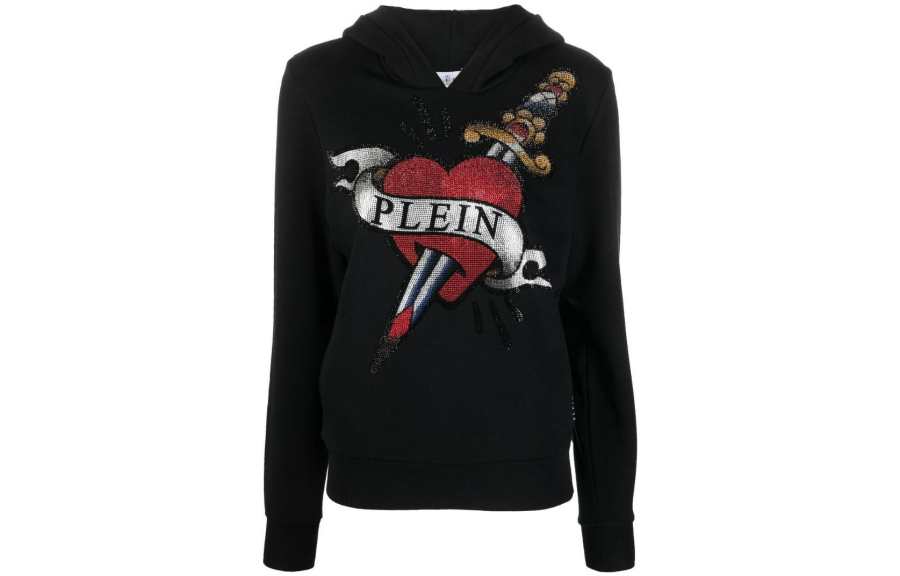 PHILIPP PLEIN 【Previous Season】crystal-embellished logo hoodie