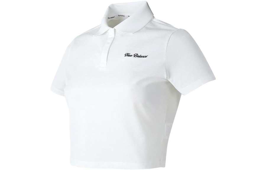 New Balance New Balance Polo Shirts Women's White Polo Collar Moderate Straight Fit