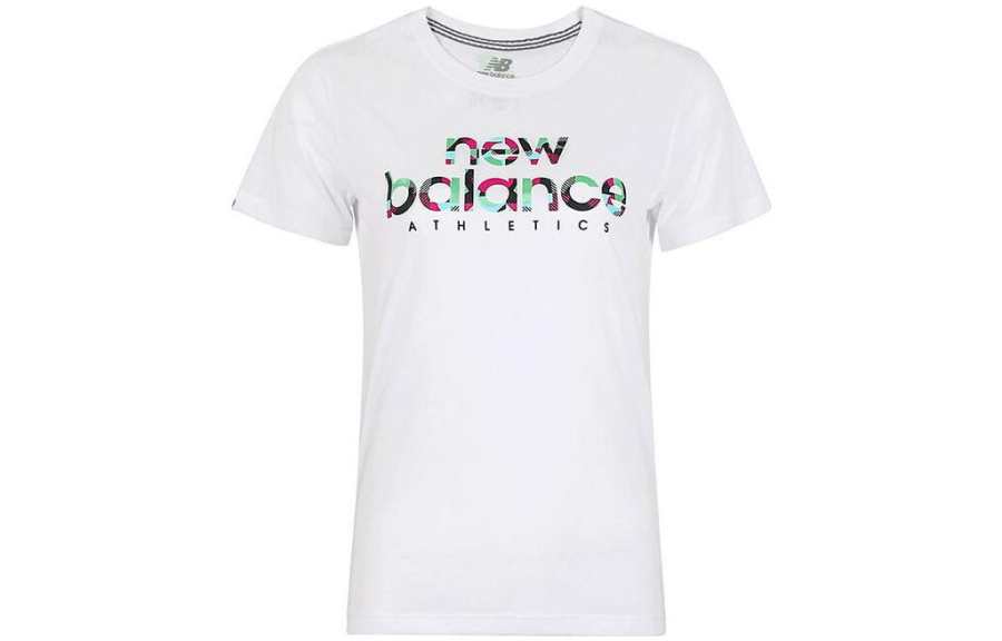 New Balance New Balance T Shirts Women's White Crew Neck Moderate Straight Fit