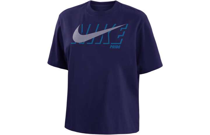 Nike Nike T Shirts Women's New Blue Crew Neck Moderate Straight Fit