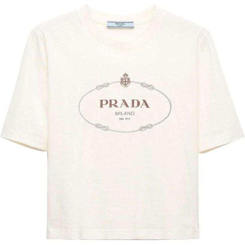 PRADA Prada logo-print cotton cropped t-shirt
