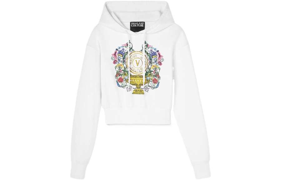 VERSACE JEANS COUTURE Sweatshirts Women's White Hooded Moderate Regular