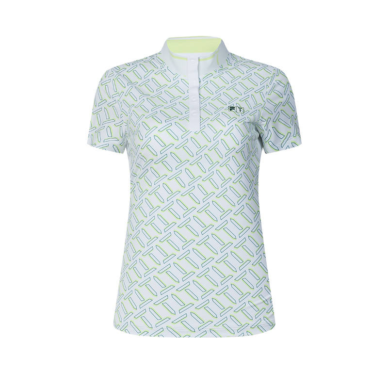 FILA Polo Shirts Women's Jade White Stand Collar Moderate Straight Fit