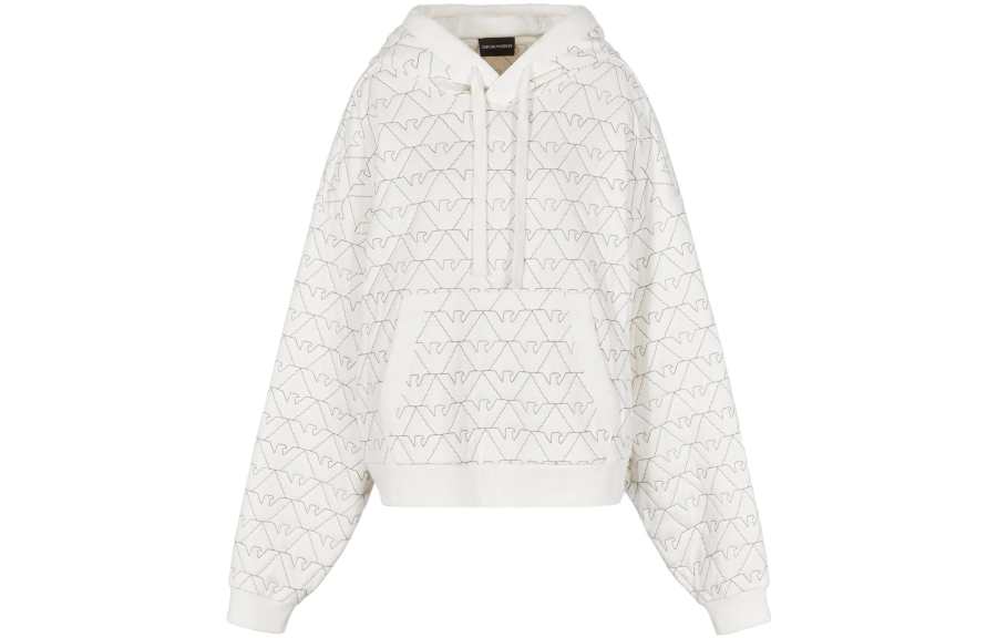 EMPORIO ARMANI 【Zoomed ImageryPrevious Season】logo-embroidered cotton hoodie