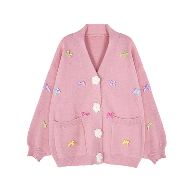 JUFU Knitwear Women's V Neck Moderate Cardigan
