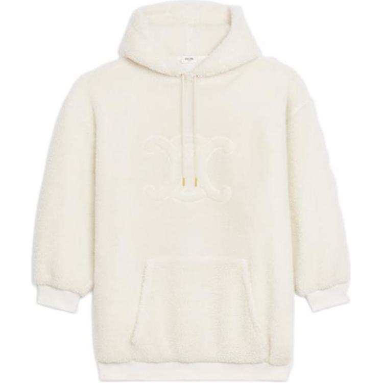 CELINE Sweatshirts Women's Ecru Hooded Moderate Regular