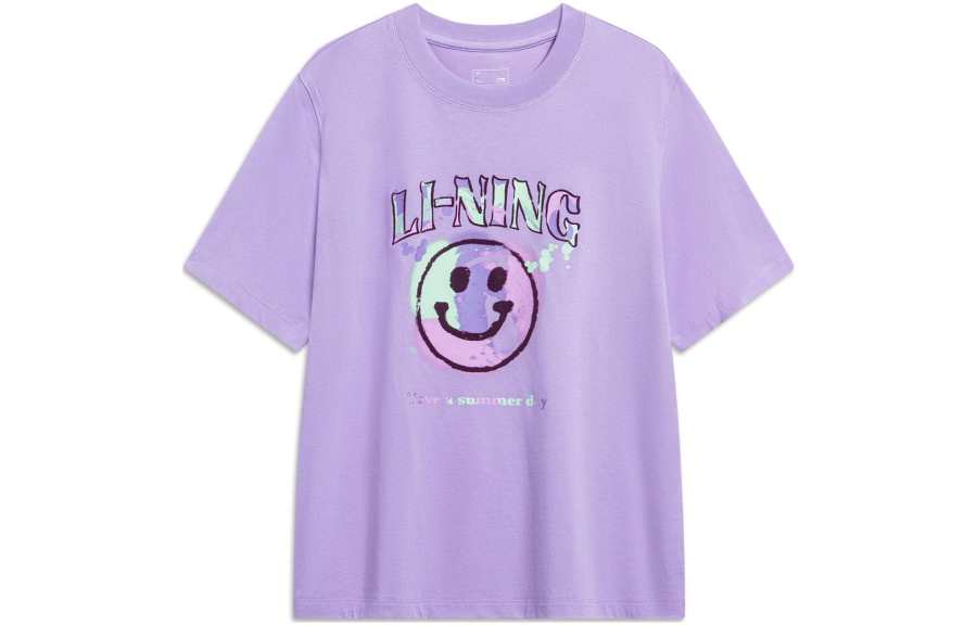 Li-Ning Li Ning Sports Life Collection Drop Shoulder Sleeve T Shirt Women's Vero Rose Purple