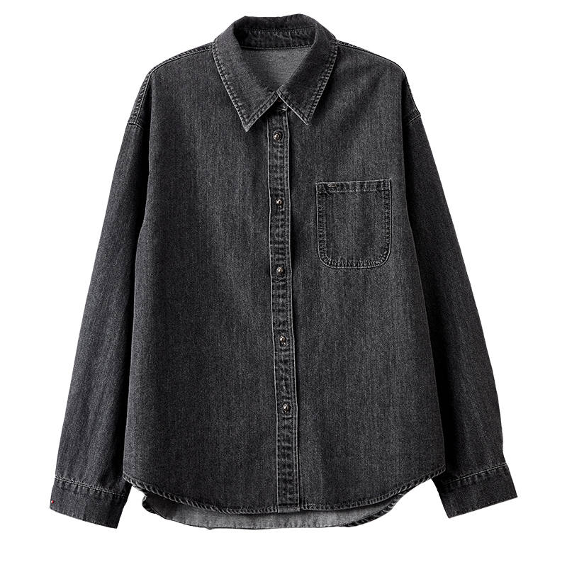 XIANGYING Shirts Women's Gray Lapel Moderate Shirt