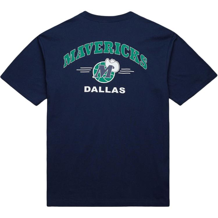 Mitchell Ness x NBA Dallas Mavericks 100% Cotton T Shirt Unisex Marine Blue