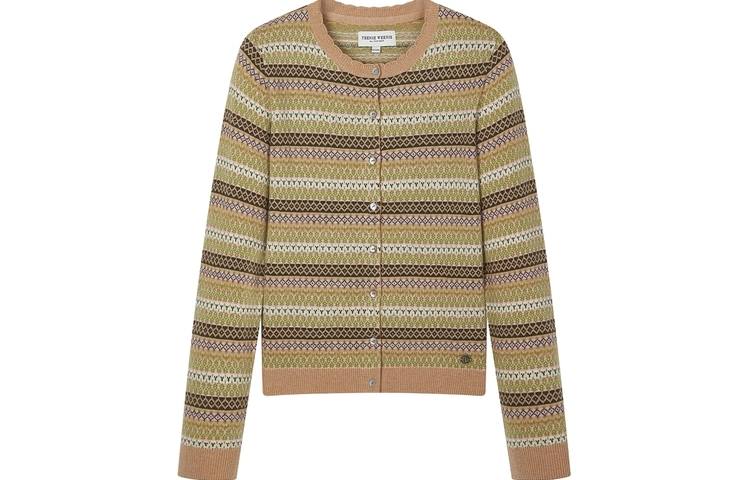 Teenie Weenie Knitwear Women's Green Crew Neck Moderate Cardigan
