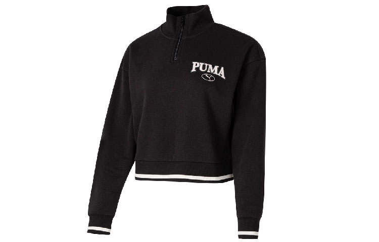 PUMA Sports Life Collection Sweatshirts Women's Black Stand Collar Moderate Regular