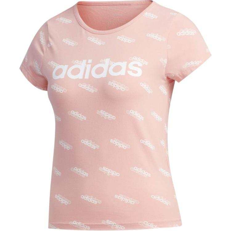 Adidas Adidas T Shirts Women's Pink Crew Neck Moderate Straight Fit