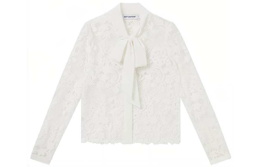Self-portrait Self Portrait Shirts Women's Ivory White Stand Collar Moderate Other