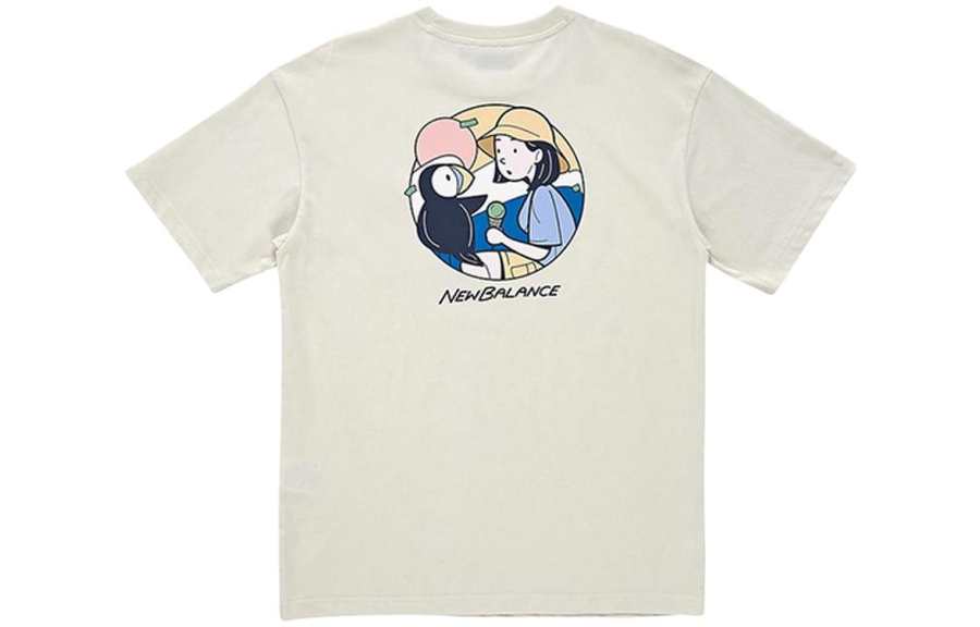 New Balance New Balance UNI Ivy T Shirts Women's Ecru Crew Neck Moderate