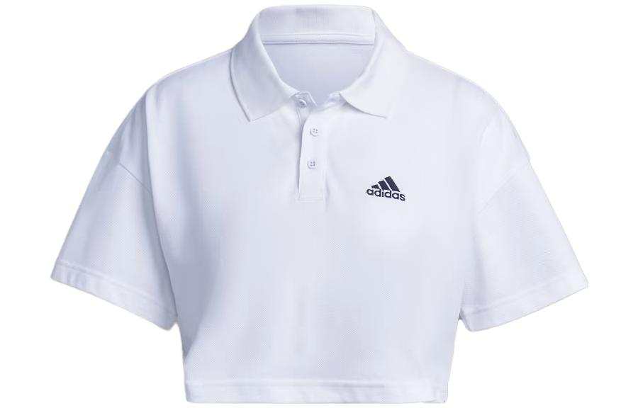 Adidas Adidas Polo Shirts Women's White Pointed Collar Moderate Straight Fit