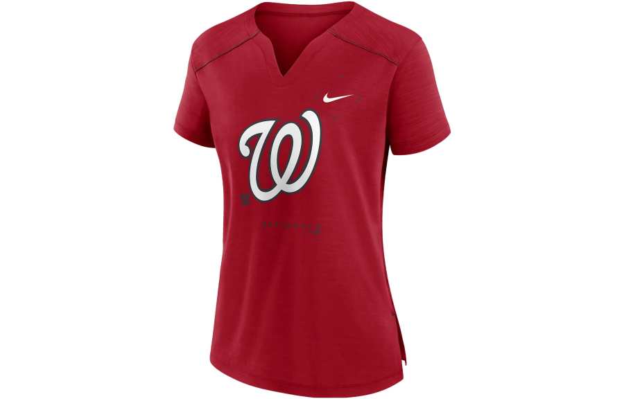 Nike Nike T Shirts Women's Red V Neck Moderate Straight Fit