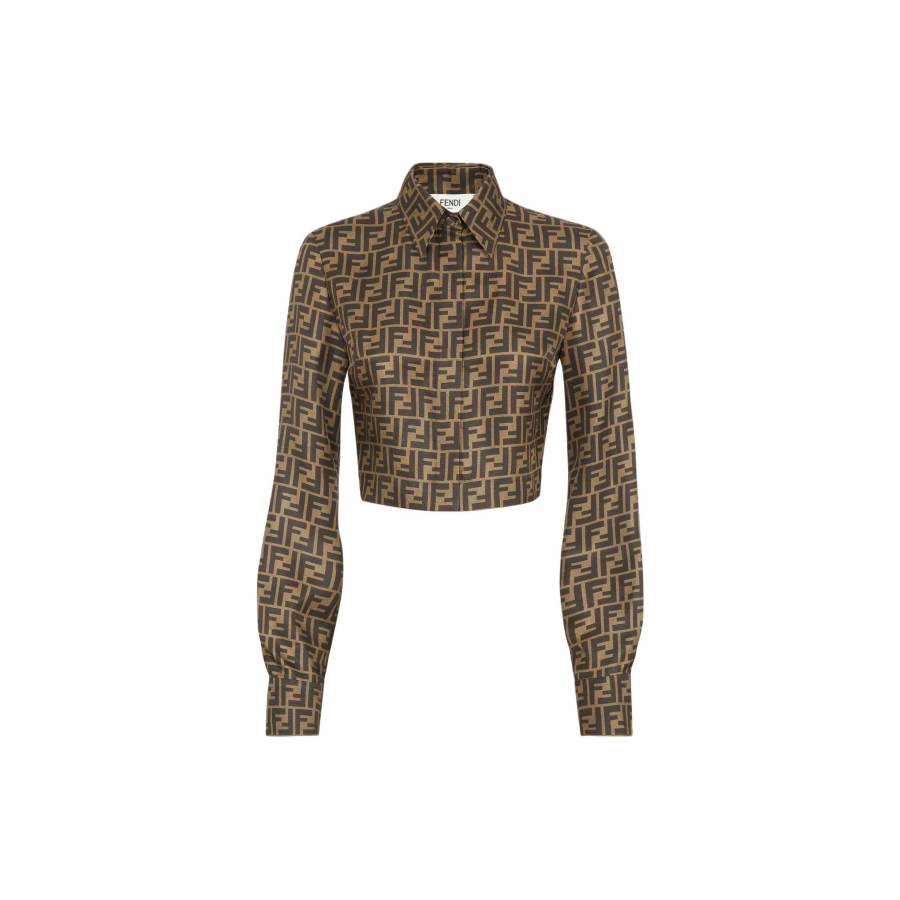 FENDI Logo Printed Cropped Shirt