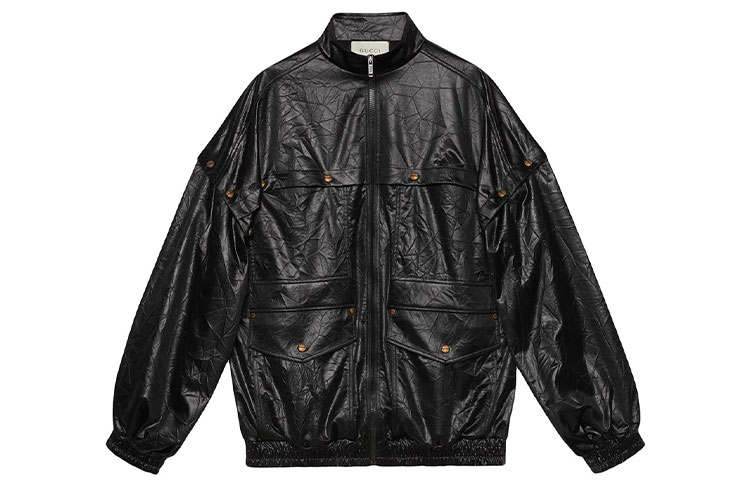 GUCCI Jackets Women's Black Stand Collar Moderate Other