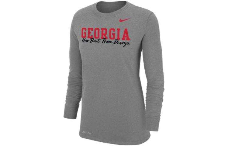 Nike Nike T Shirts Women's Gray Crew Neck Moderate Straight Fit