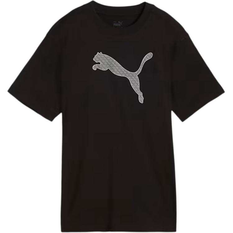 PUMA HER T Shirts Women's Black Crew Neck Moderate Straight Fit