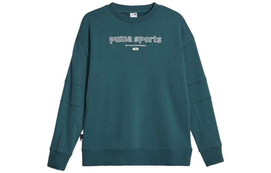 PUMA Sweatshirts Women's Green Crew Neck Moderate Regular