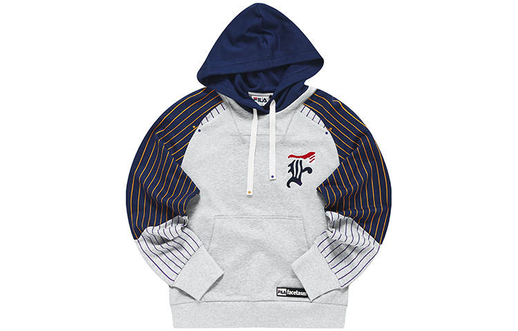 FILA FUSION Sweatshirts Women's Silver Flower Gray Hooded Moderate Regular