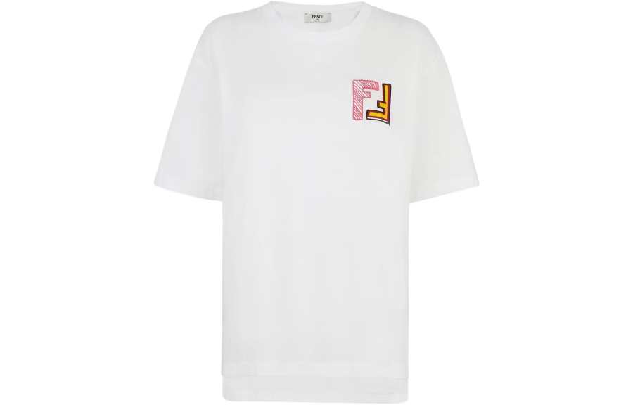 FENDI T Shirts Women's White Crew Neck Moderate Straight Fit