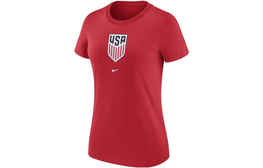 Nike Nike T Shirts Women's Red Crew Neck Moderate Straight Fit