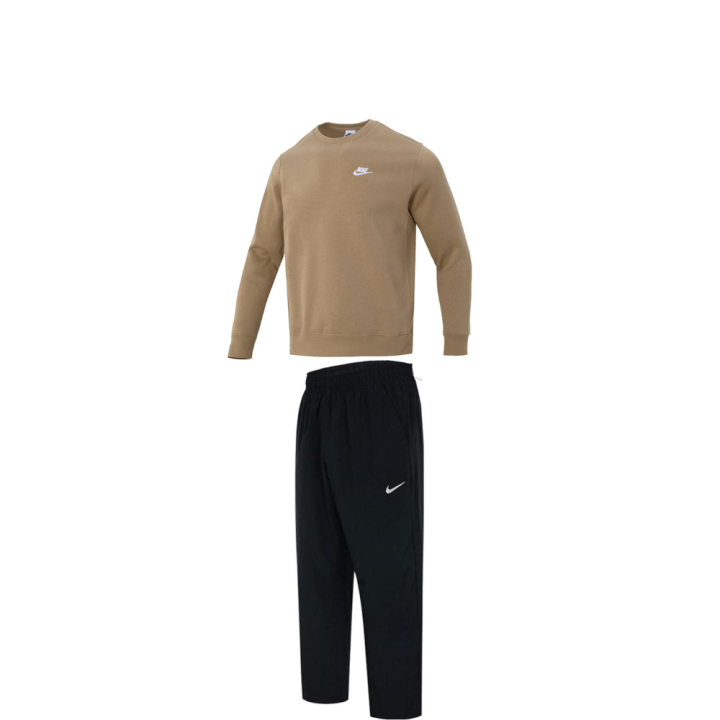 Nike Nike Casual Sportswear Men's Khaki/Black Crew Neck Moderate