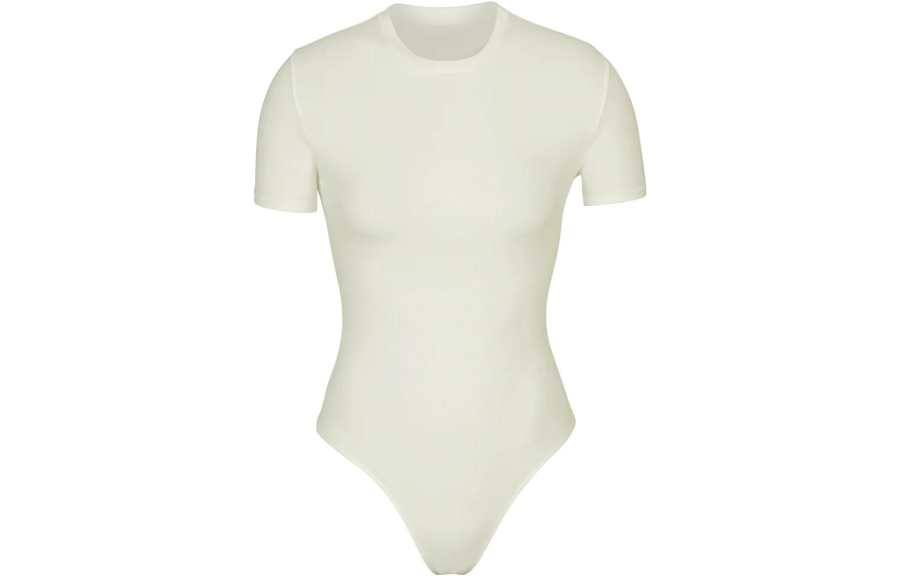 Skims Bodysuits Women's Bone Color Crew Neck