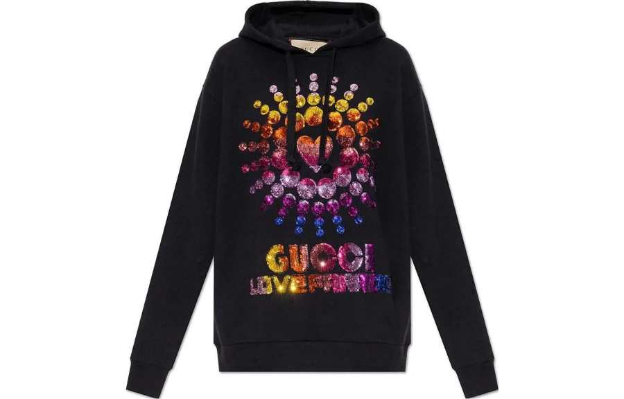 GUCCI Sweatshirts Women's Black Hooded Moderate Regular