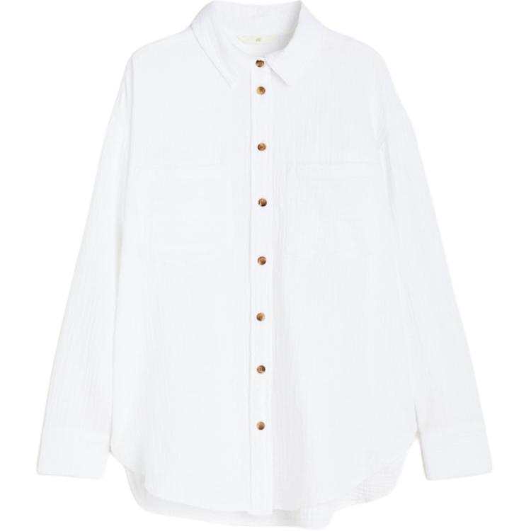 H&M Shirts Women's White Lapel Moderate Other